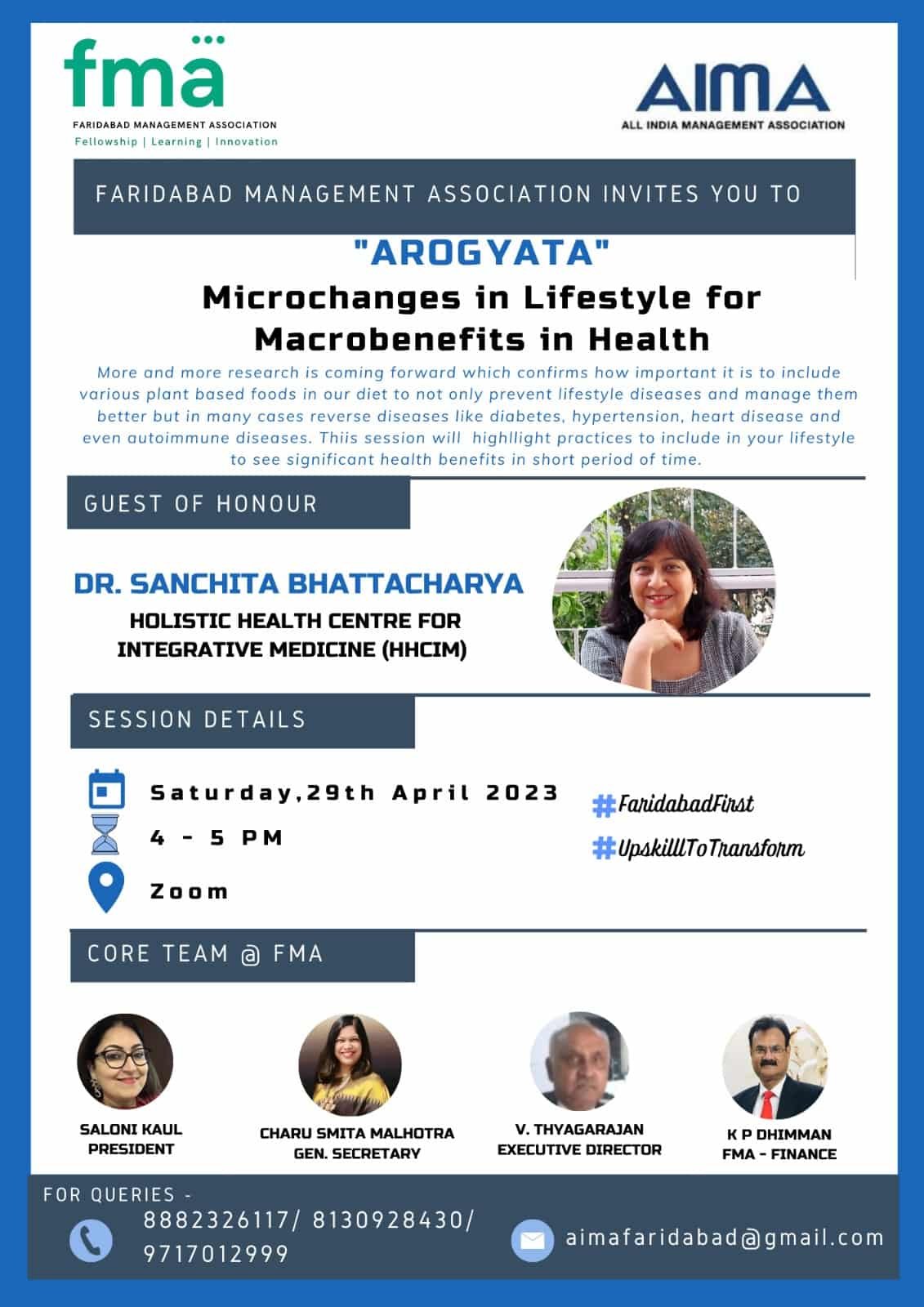 "Arogyata" Micro Changes in Lifestyle to get Macro Benefits in Health